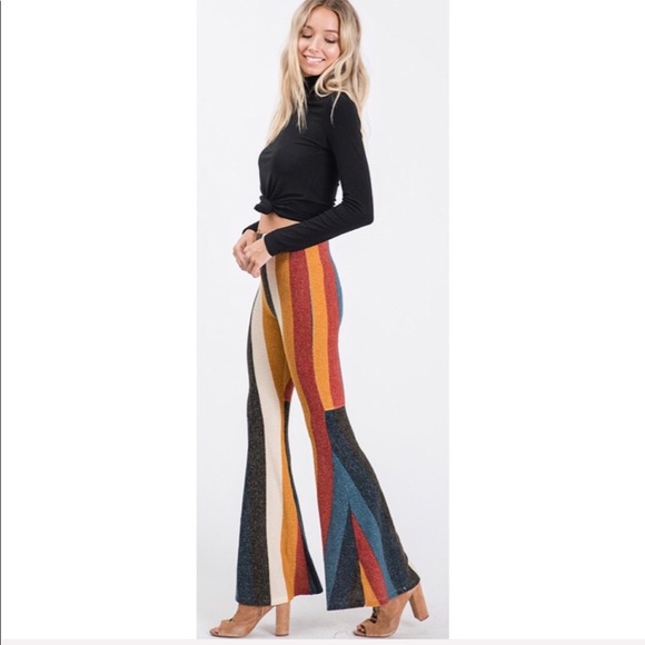 ❤️LAST 2! Multi Stripe High Waist Brushed Flares - Picture 10 of 10